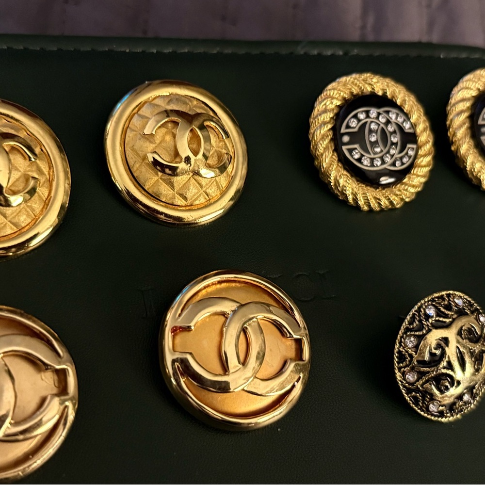Gold CC earrings.   4 pairs